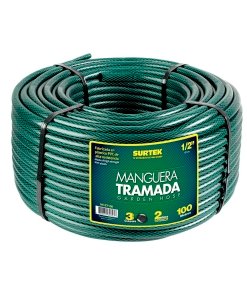 Manguera para jardín tramada en rollo verde 5/8", 100 m Surtek M58T100