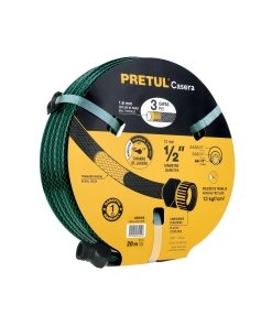 Manguera 1/2' Reforzada 3 Capas 20m Conexiones Plásticas, PRETUL Pretul Clave 25018