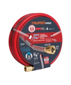 Manguera Truper Quad-Layer 20m 5/8" - Tecnología super reforzada para uso intensivo que incorpora conexiones metálicas y ofrece resistencia superior a la abrasión (Clave 16035)