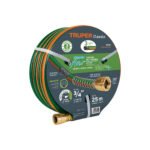 Manguera Truper Triple-Layer 25m 3/4" - Tecnología de alto flujo reforzada para riego profesional que incluye conexiones metálicas y permite mayor volumen de agua (Clave 16041)