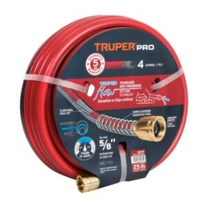 Manguera 5/8' super reforzada 4 capas 25 m conexiones metal