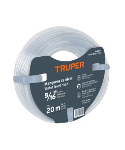 Manguera Truper Profesional de Nivel 5/16" - Tecnología de Precisión en Rollo de 20 m para Grandes Superficies que Mantiene la Exactitud en Trabajos Extensos (Clave 104054)