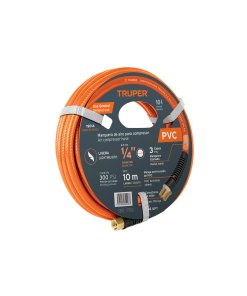 Manguera Truper Profesional para Compresor de PVC 10 m x 1/4" - Tecnología de Conducción Ligera para Herramientas Neumáticas que Reduce el Peso sin Sacrificar Rendimiento (Clave 19014)