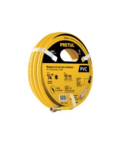 Manguera para Compresor de PVC, 10m x 1/4', Alta Flexibilidad y Resistencia para Uso Profesional, PRETUL Pretul Clave 20663