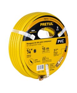 Manguera para Compresor de PVC, 15m x 1/4', Resistente y Duradera para Talleres y Proyectos, PRETUL Pretul Clave 20664