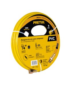 Manguera para Compresor de PVC, 5m x 1/4', Ideal para Proyectos de Compresores y Herramientas Neumáticas, PRETUL Pretul Clave 20662