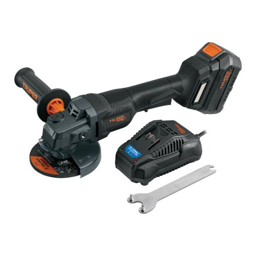 Esmeriladora Truper MAX 4-1/2" 20V - Tecnología de Interruptor Paleta con Batería 4Ah para Uso Profesional que Optimiza el Rendimiento (Clave 103639)