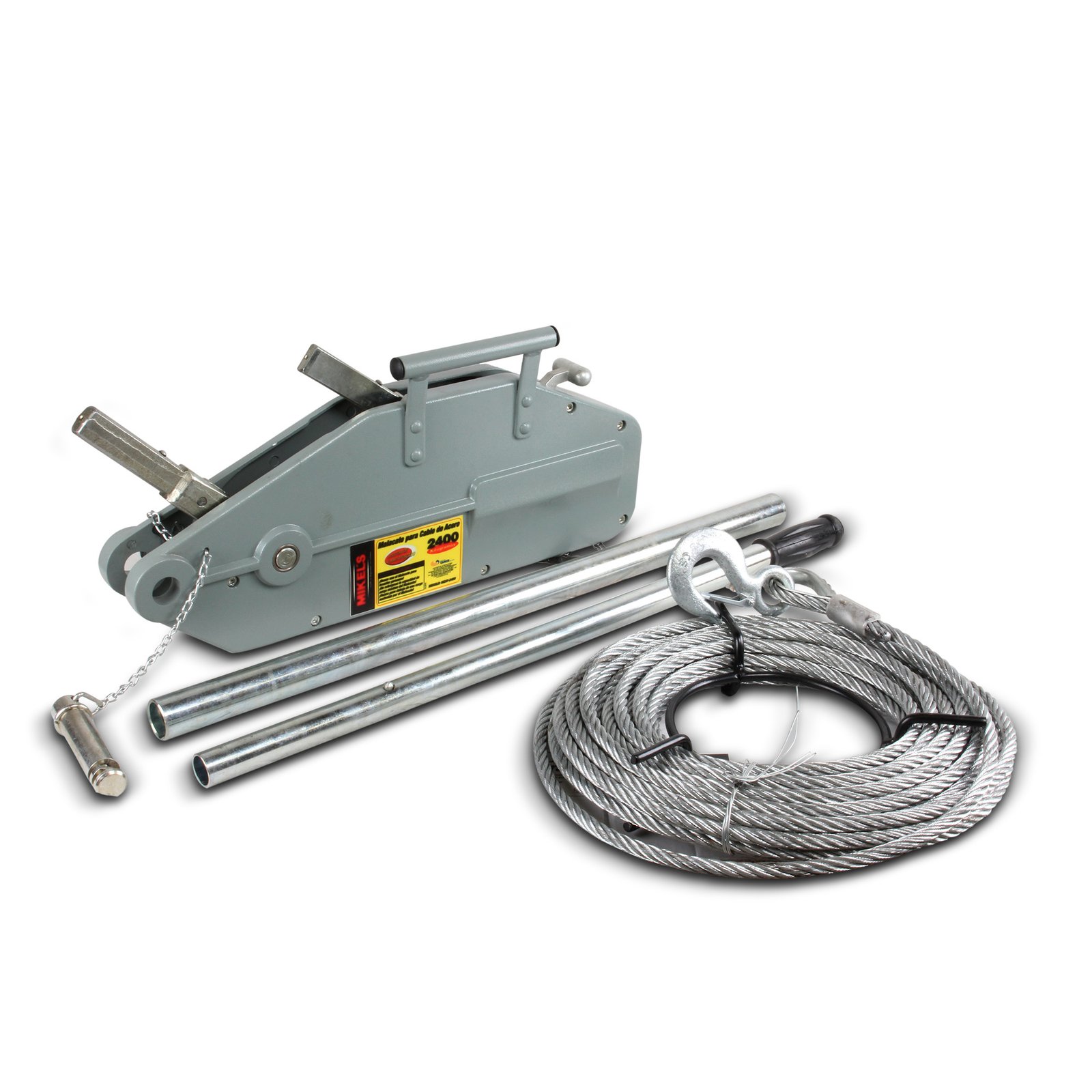 Malacate tirfor 2,400 kgs (ancho cable 11 mm x 20 mts) MIKELS MCAT-2400