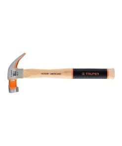 Martillo Pulido TRUPER Grip 16 oz con uña curva y mango hickory - Balance perfecto para clavado eficiente (Clave 16654)