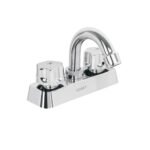 Mezcladora 4' lavabo, ABS, cuello curvo, hexagonal, BASIC