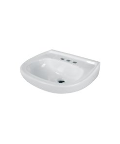 Lavabo de Porcelana con Rebose, color blanco, diseño clásico y funcional, ideal para baños tradicionales, medidas estándar, clave 44002 - FOSET