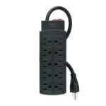 Multicontacto de uso rudo con 10 entradas, negro, VOLTECK