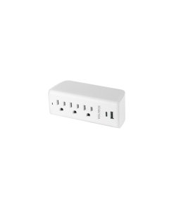 Multicontacto VOLTECK de pared 490 Joules 3 contactos y 2 USB A+C - Tecnología de protección inteligente para dispositivos sensibles que proporciona barrera contra sobretensiones con opciones digitales integradas (Clave 45748)