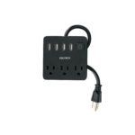 Multicontacto 16 AWG doméstico, 3 entradas 4 ptos USB, negro