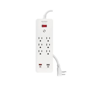 Multicontacto 6 entradas, 2 USB A + 2 USB C, blanco, VOLTECK