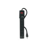 Multicontacto 14 AWG 6 entradas, 2 puertos USB, 850 J, negro