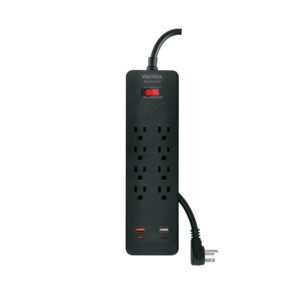 Multicontacto 8 entradas, 2 USB A + 2 USB C, negro, VOLTECK