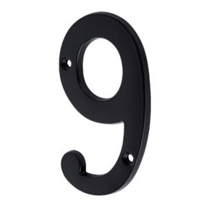 Número 9 de latón sólido 4', negro, HERMEX