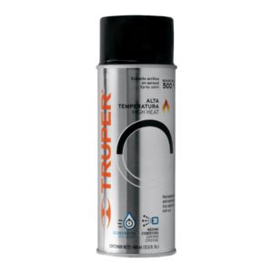 Pintura en aerosol Truper alta temperatura negro bote tradicional 400ml - Tecnología termo-resistente para superficies metálicas que soporta hasta 600°C manteniendo acabado perfecto (Clave 102852)