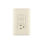 Placa armada 2 interruptores y contacto, marfil, BASIC