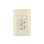 Placa armada interruptor y 2 contactos, marfil, BASIC