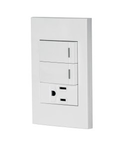 Placa Armada Volteck Española 2 Interruptores + 1 Contacto 1Mod - Versatilidad Completa para Necesidades Eléctricas Diversas (Clave 45597)
