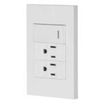 Placa armada 1 interruptor, 2 contactos,1mod,Española,blanco