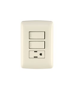 Placa Armada Volteck Italiana Contacto + 2 Interruptores Marfil - Neutralidad en Color para Integración Perfecta (Clave 48667)