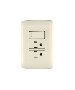 Placa Armada Volteck Italiana 2 Contactos + Interruptor Marfil - Neutralidad en Color para Integración Perfecta (Clave 48668)