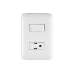 Placa armada contacto e interruptor, blanco, línea Italiana