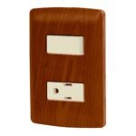 Placa armada contacto e interruptor, madera, línea Italiana