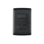 Placa armada contacto e interruptor, negro, línea Italiana