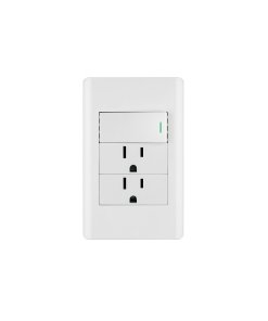 Placa Armada Volteck Lisboa Interruptor + 2 Contactos 1 Módulo Blanco - Combinación Versátil para Múltiples Necesidades Eléctricas (Clave 47968)