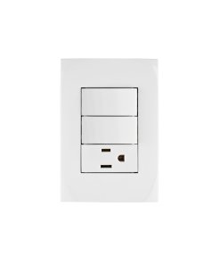 Placa armada Volteck contacto y 2 interruptores línea Oslo blanco - Tecnología de funcionalidad múltiple para ambientes escandinavos que combina alimentación y control con diseño nórdico minimalista (Clave 46488)