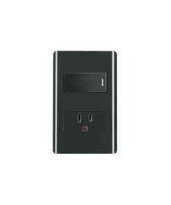 Placa armada Volteck negra interruptor y contacto 1 módulo Lisboa - Tecnología de control híbrido para ambientes sofisticados que combina conmutación y alimentación con estética europea contemporánea (Clave 47898)