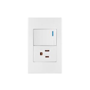 Placa armada 1 interruptor,1contacto,1.5mod,Española, blanco