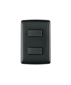 Placa armada Volteck 1 interruptor 1 escalera negro línea Italiana - Tecnología de conmutación combinada para espacios elegantes que integra funciones diversas con estética mediterránea sofisticada (Clave 47598)