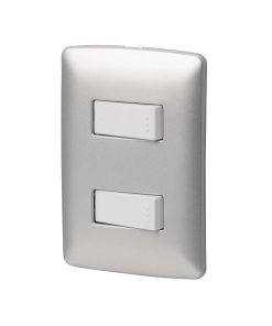Placa armada Volteck 1 interruptor 1 escalera plata línea Italiana - Tecnología de control múltiple para ambientes modernos que proporciona versatilidad funcional con acabado metálico contemporáneo (Clave 46481)