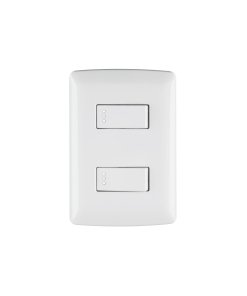 Placa armada Volteck 2interruptores sencillos blanco línea Italiana - Tecnología de control dual para ambientes contemporáneos que proporciona conmutación independiente con diseño mediterráneo minimalista (Clave 46461)