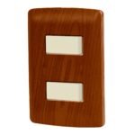 Placa Armada Volteck Italiana 2 Interruptores Madera - Toque Natural para Control de Iluminación en Ambientes Rústicos (Clave 49925)