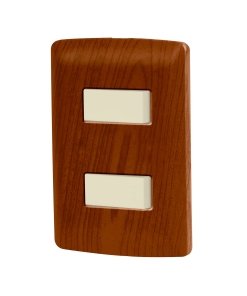 Placa Armada Volteck Italiana 2 Interruptores Madera - Toque Natural para Control de Iluminación en Ambientes Rústicos (Clave 49925)