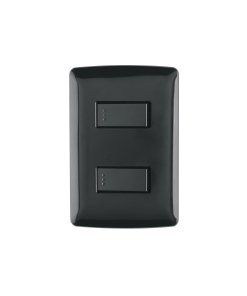 Placa armada Volteck 2 interruptores sencillos negro línea Italiana - Tecnología de control independiente para ambientes sofisticados que proporciona conmutación dual con elegancia mediterránea contemporánea (Clave 47597)