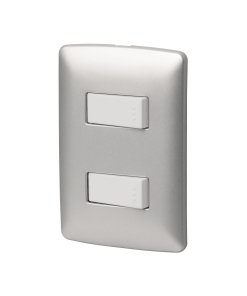 Placa Armada Volteck Italiana 2 Interruptores Plata - Estilo Moderno para Sistemas de Iluminación que Destacan (Clave 46479)