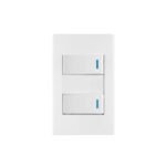 Placa armada 2 interruptores 1de 3vías,1 mod,Española,blanco