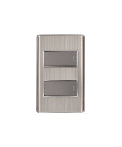 Placa armada Volteck acero 1 interruptor y 1 de 3 vías 1 mód Lisboa - Tecnología de control dual para espacios transitables que integra funciones distintas con durabilidad metálica excepcional (Clave 47835)