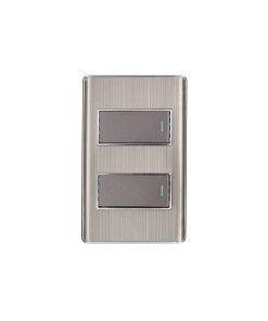 Placa armada Volteck acero inox con 2 interruptores 1 módulo Lisboa - Tecnología de control dual para ambientes exigentes que combina funcionalidad práctica con durabilidad inoxidable superior (Clave 47834)