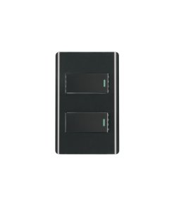 Placa armada Volteck negra con 2 interruptores 1 módulo Lisboa - Tecnología de conmutación dual para ambientes elegantes que proporciona control múltiple con diseño contemporáneo distinguido (Clave 47887)