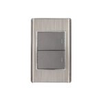 Placa armada acero 1 interruptor y 1 de 3vías 1.5mód,Lisboa
