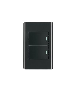 Placa armada Volteck negra 1 interruptor y 1 de 3vías 1.5mód Lisboa - Tecnología de conmutación ampliada para espacios transitables que proporciona control múltiple con elegancia contemporánea (Clave 47894)