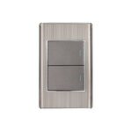 Placa armada acero inox 2 interruptores 1.5 módulos, Lisboa
